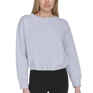 Calvin Klein Women's Logo Fleece Bubble Hem Top Spray S